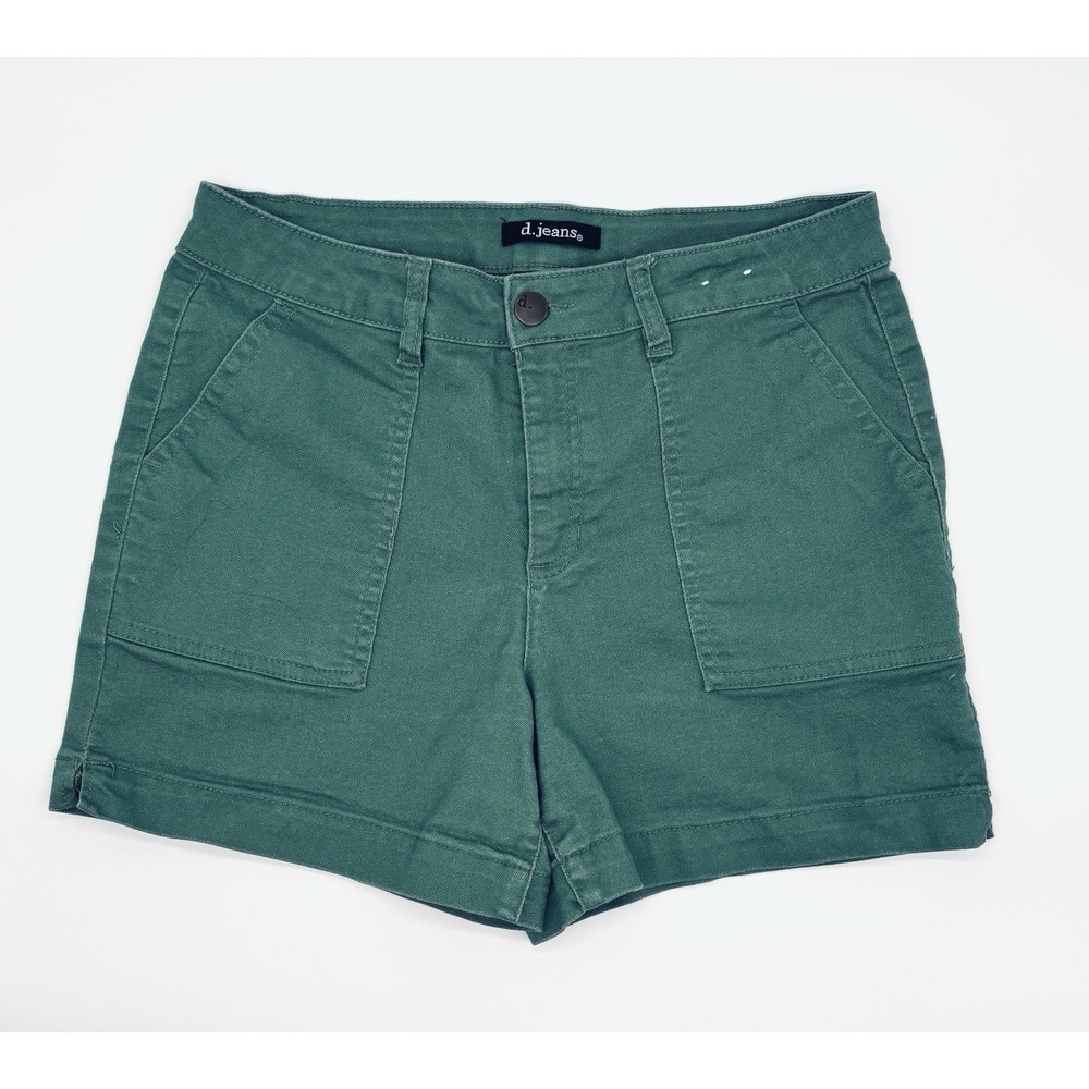 D. Jeans Shorts Womens 10 Green Utility Denim High Rise Stretch Casual Summer